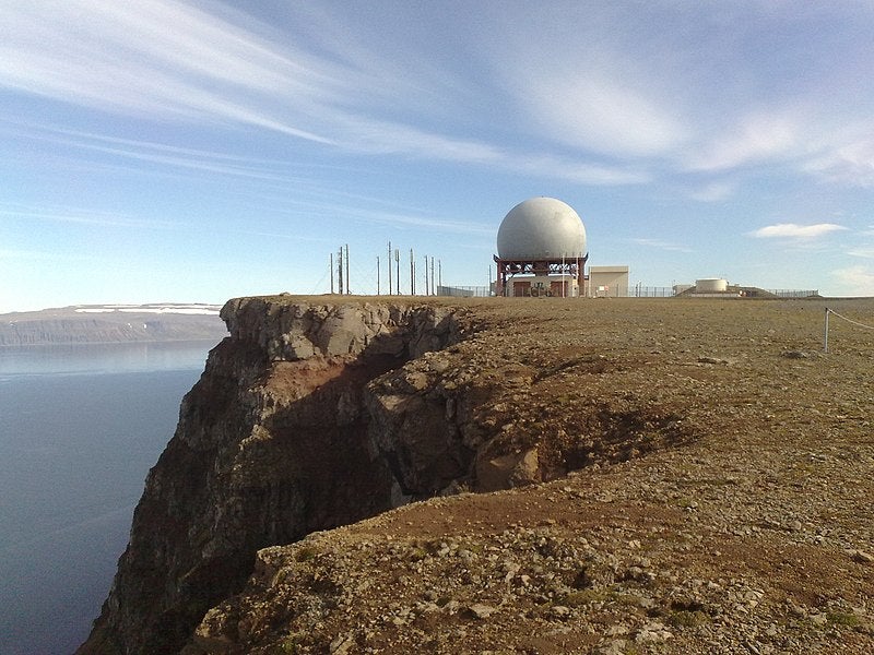 The radar station on the Bolafjall mountain peak in the Westfjords. The radar station on the Bolafjall mountain peak in the Westfjords.
