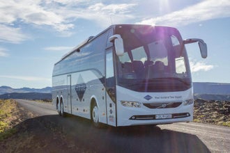 The Grayline bus on the road between Keflavik International Airport and Reykjavik.