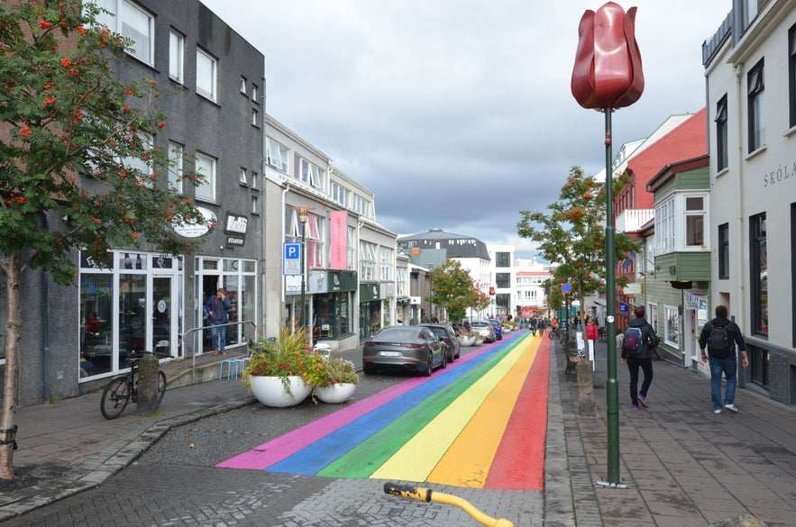 The beautiful rainbow street of Skolavordustigur in Reykjavik. The beautiful rainbow street of Skolavordustigur in Reykjavik.