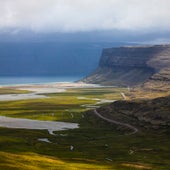 Orlygshofn beach, in the Westfjords, has a fantastic setting and is surrounded by magnificent cliffs.