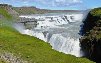The waters of Gullfoss cascades in two level, which adds to its famous beauty.
