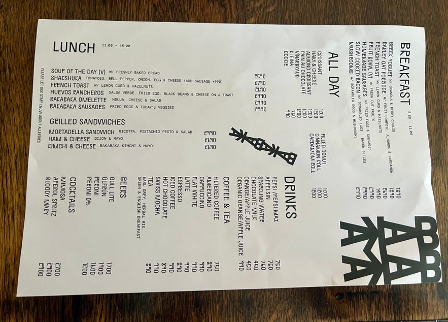 Menu of Bakabaka