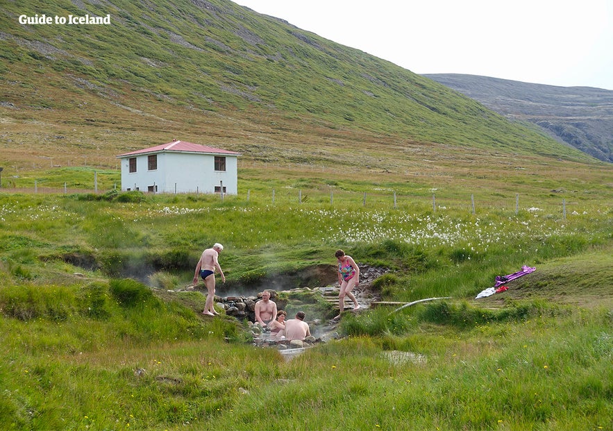 The natural pool at Reykjafjardarlaug hot spring.