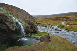 Laugavallalaug Hot Spring and Waterfall