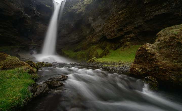 The Kvernufoss waterfall in South Iceland is a hidden gem.