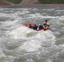 The great rapids of Hvita river provide a thrilling rafting experience.