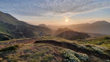 Some of the landscapes on the Fimmvorduhals hiking trail at sunset.