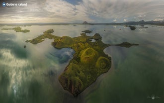 The Skutustadagigar pseudo-craters in Myvatn are visible in this aerial shot of the area.