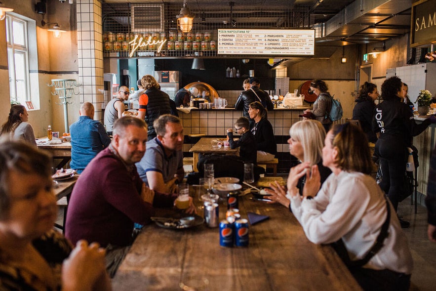 Bustling scene with customers dining at the Old Dairy Food Hall in Selfoss, Iceland. Bustling scene with customers dining at the Old Dairy Food Hall in Selfoss, Iceland.