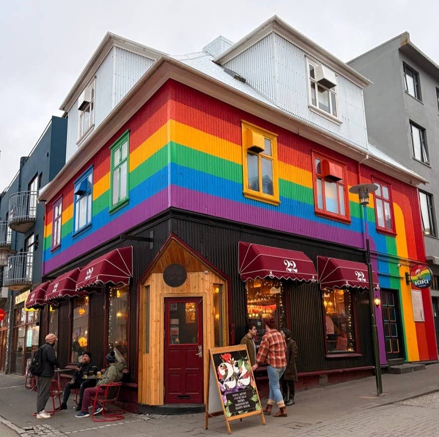 22 Bar and Kiki are located in a rainbow colored house in downtown Reykjavik