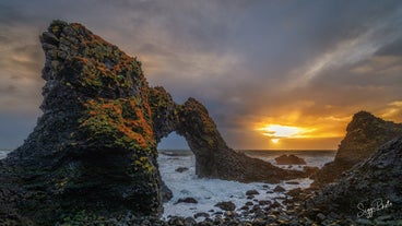 The Gatklettur arch on the Snaefellsnes peninsula is close to the fishing village of Arnarstapi.