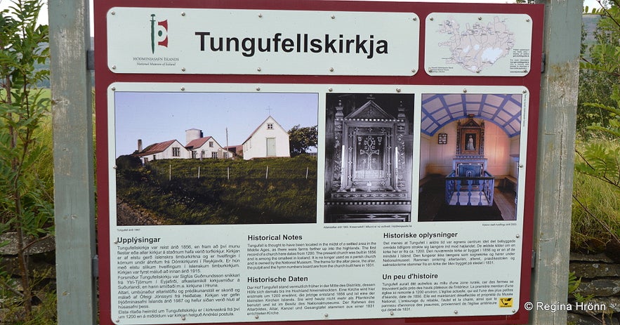 The tiny Tungufellskirkja Church and the Tungufellskross Crucifix upcountry in South Iceland