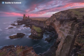The Londrangar sea cliffs in West Iceland are another potential stop on a tour of the Snaefellsnes Peninsula.