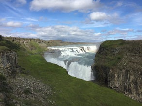 The Gullfoss waterfall on the Golden Circle sightseeing route during summer in Iceland.