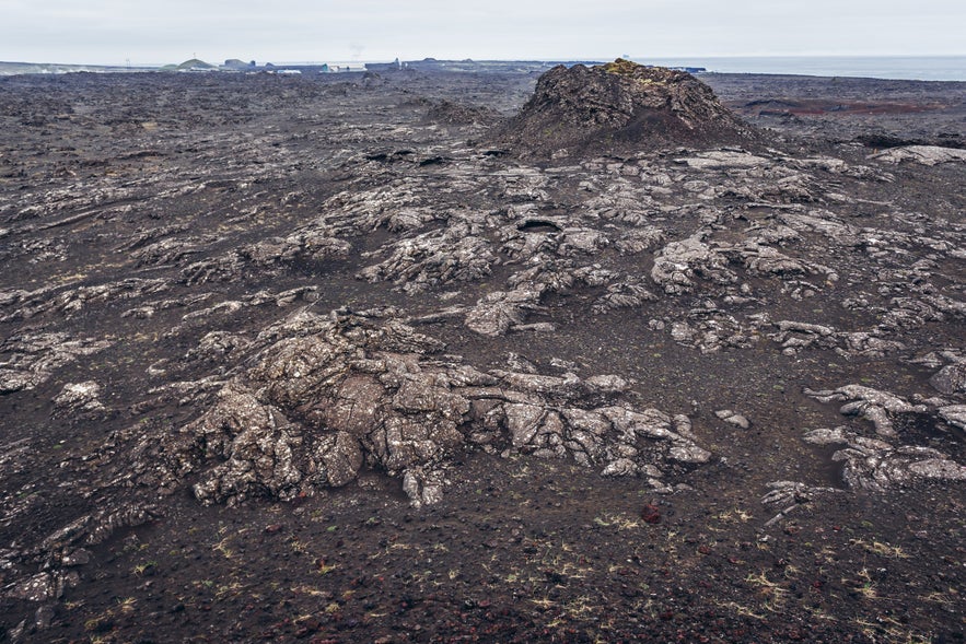 Volcanic area called Stampar Crater Row on the Reykjanes Peninsula of Iceland.