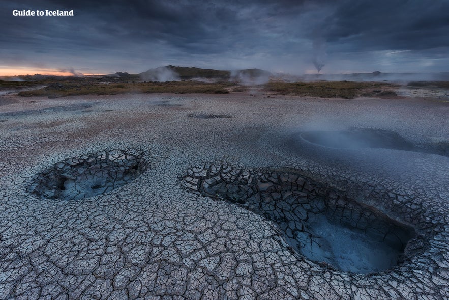 West Iceland is home to several geothermal areas, with boiling mud pits and steaming fumaroles.