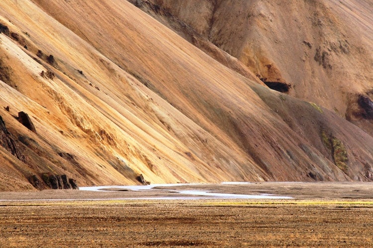 Landmannalaugar in Iceland is famous for its colorful rhyolite mountains.