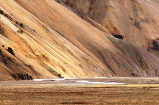 Landmannalaugar in Iceland is famous for its colorful rhyolite mountains.