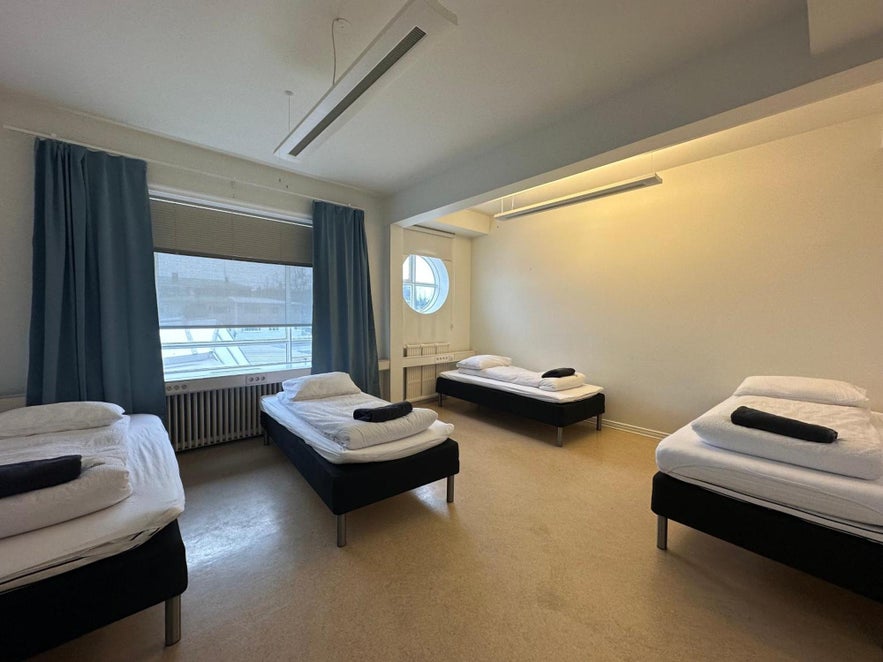 Inside one of the dorm rooms of Baron's Hostel in Reykjavik, Iceland.