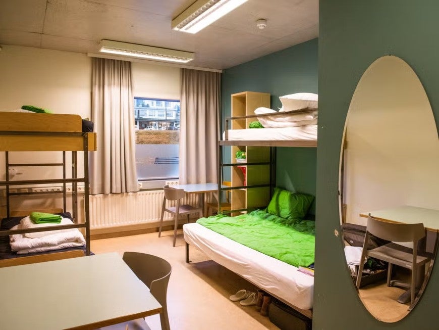 Inside one of the dorm rooms of Reykjavik Dalur HI Eco Hostel in Iceland.