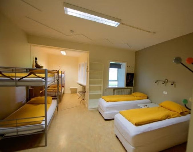 Inside one of the dorm rooms of Hostel B47 in Reykjavik, Iceland.