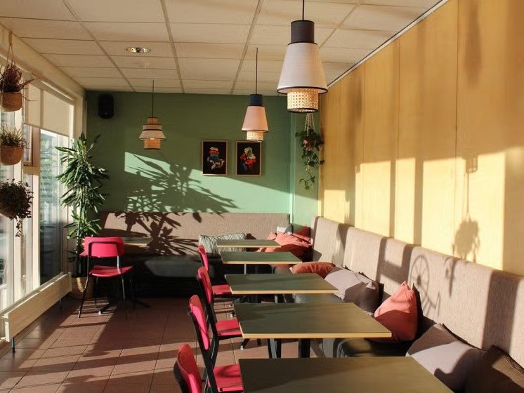 Lounge area of Reykjavik Dalur HI Eco Hostel in Iceland.
