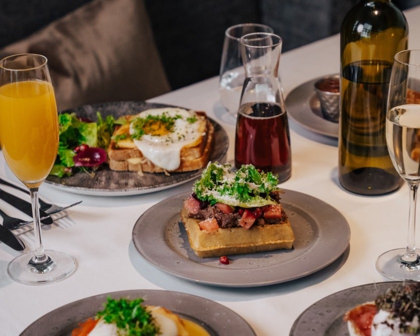 Brunch plates at Aurora Restaurant in Akureyri, Iceland.