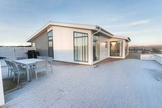 The Luxury Villa with River View offers stunning views of the Hvita river.