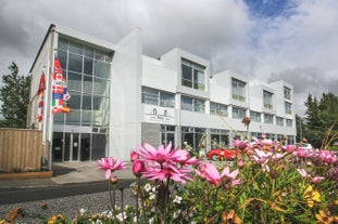 Zewnętrzna część hotelu Bella w Selfoss, południowo-zachodnia Islandia.