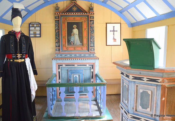 The tiny Tungufellskirkja Church and the Tungufellskross Crucifix upcountry in South Iceland