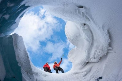 Solheimajokull glacier is one of the top spots for glacier hiking in Iceland.