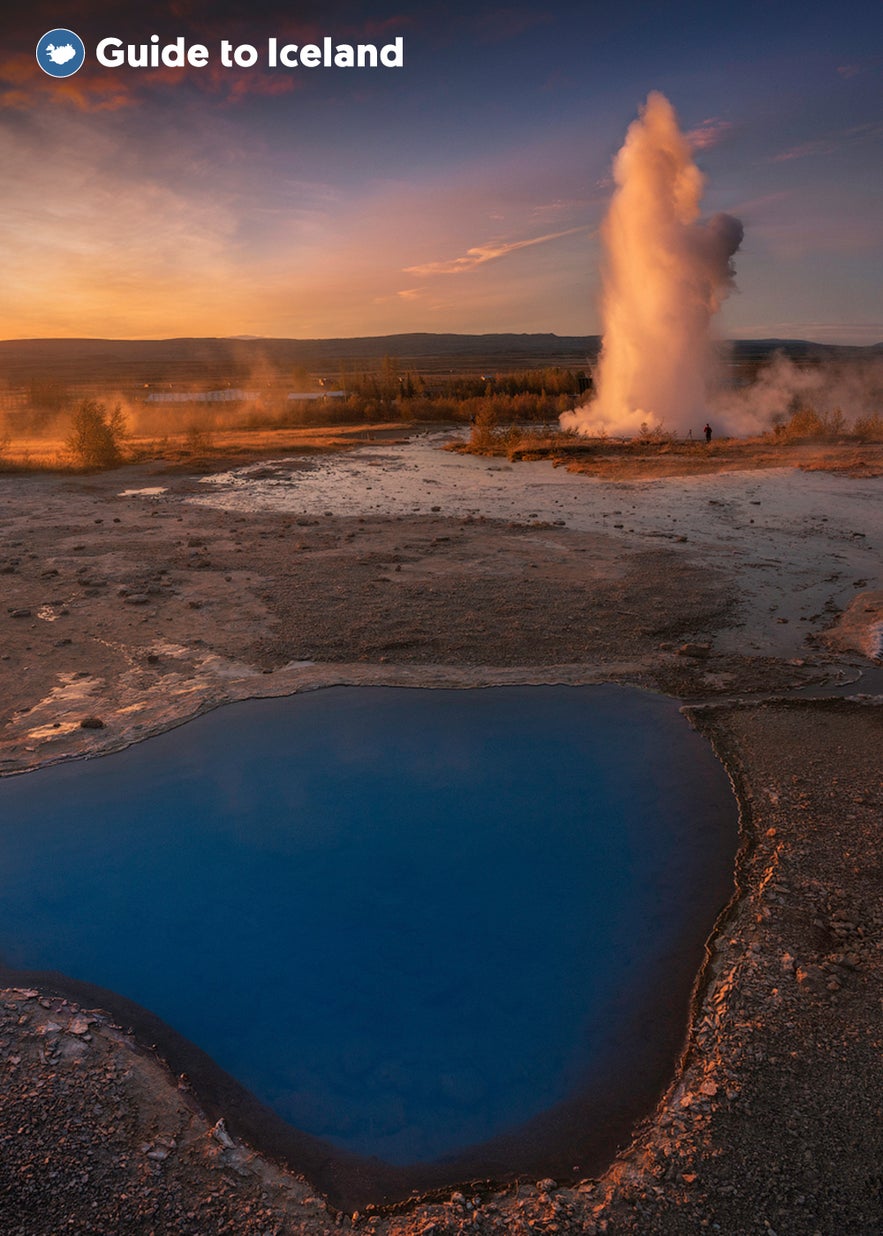 The Geysir geothermal area is home to the great Geysir and Strokkur. 