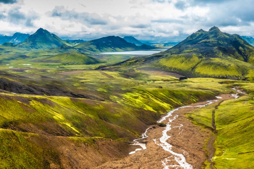 Otherworldly beautiful landscape of Alftavatn along the Laugavegur Hiking Trail in Iceland.