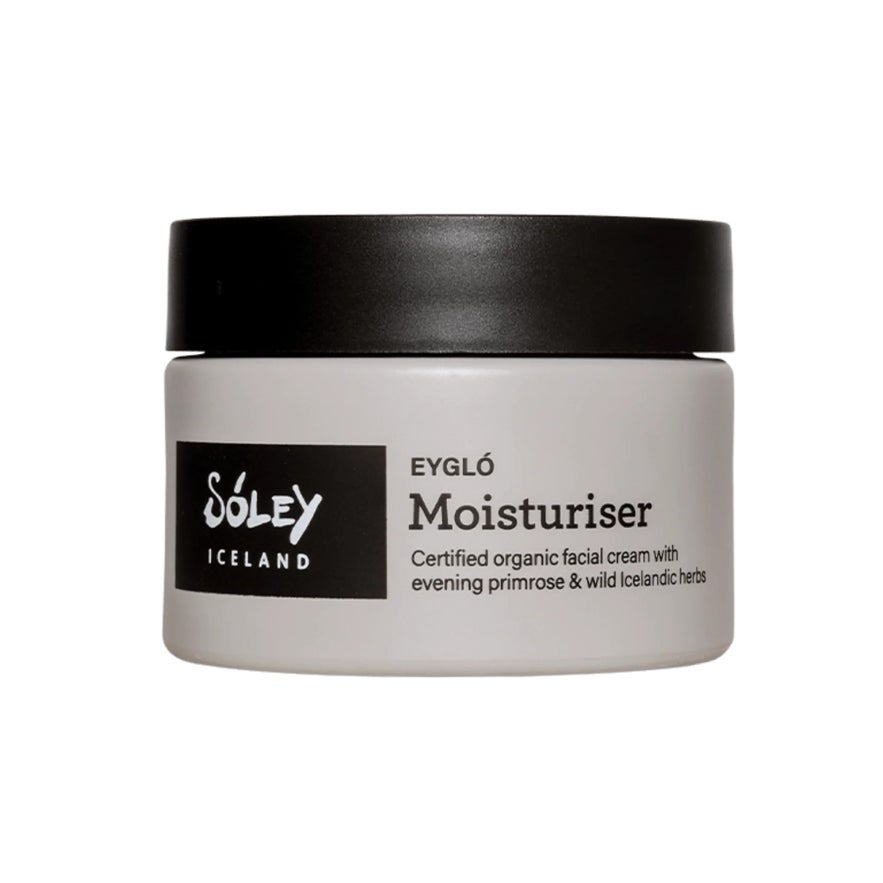 Sóley Organics Eygló Moisturiser is an organic facial cream with evening primrose & wild Icelandic herbs