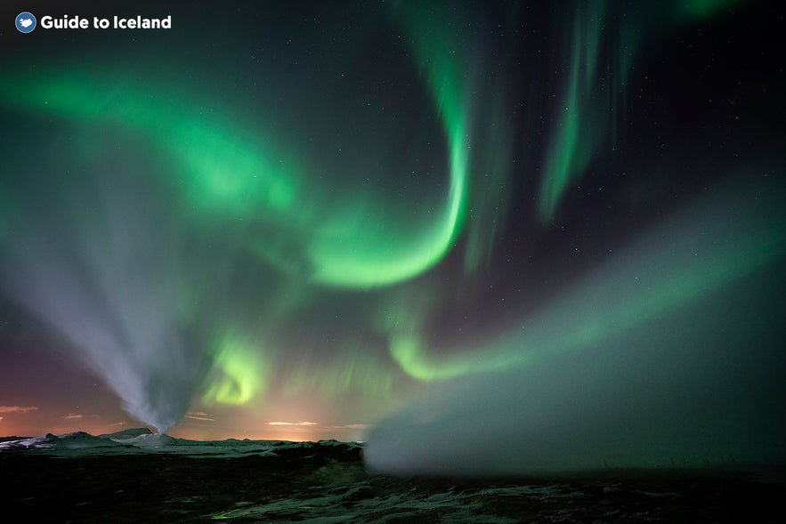 The northern lights in Iceland in winter.