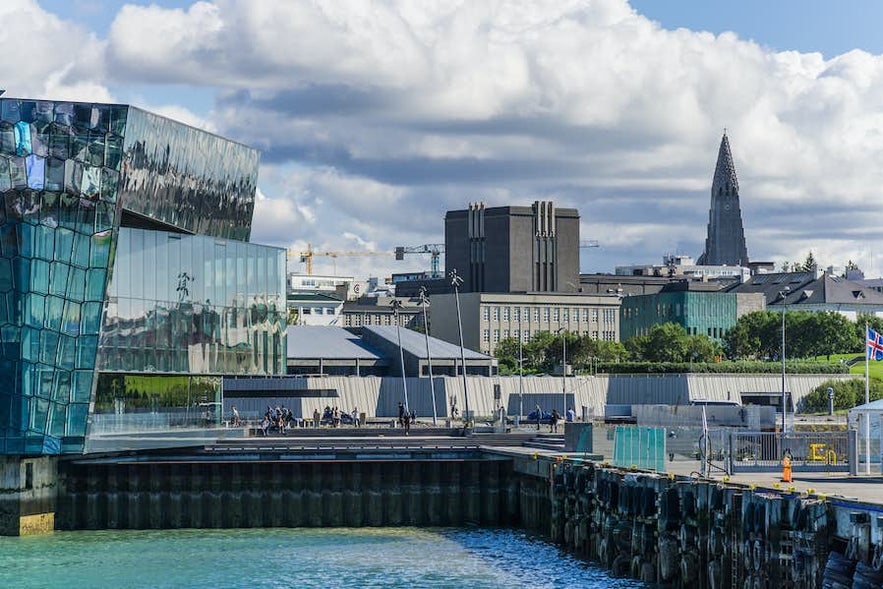 The city center of Reykjavik as seen from the harbor.