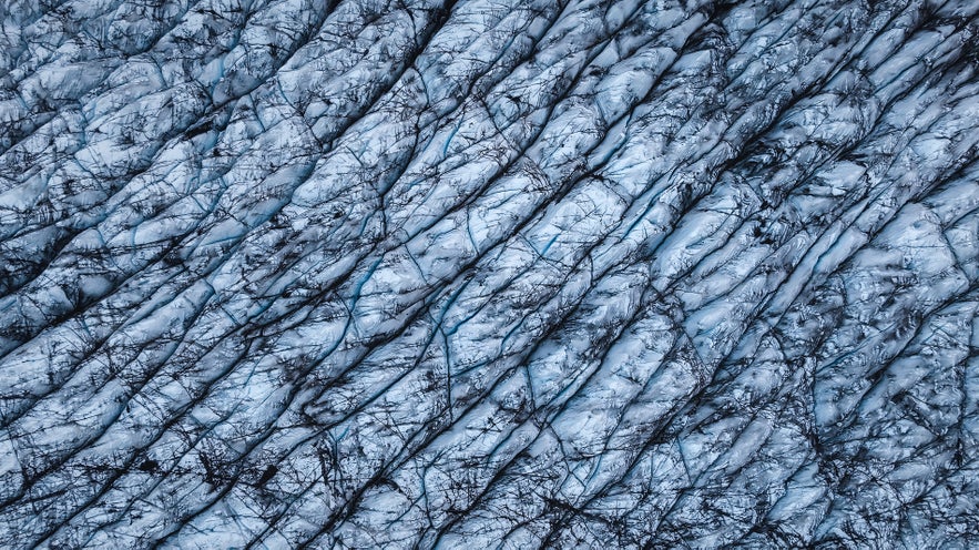 Un glacier en Islande vu du dessus