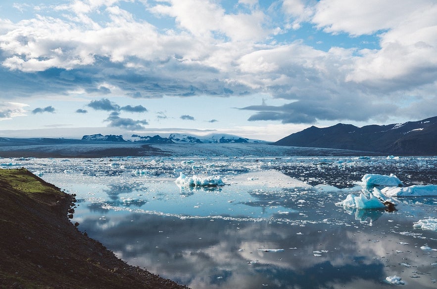 Jokulsarlon glacier lagoon on a summer day in Iceland