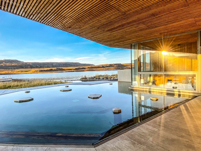Relaxing at Vok Baths near Egilsstadir is one of the top things to do in Seydisfjordur for a scenic geothermal spa experience.