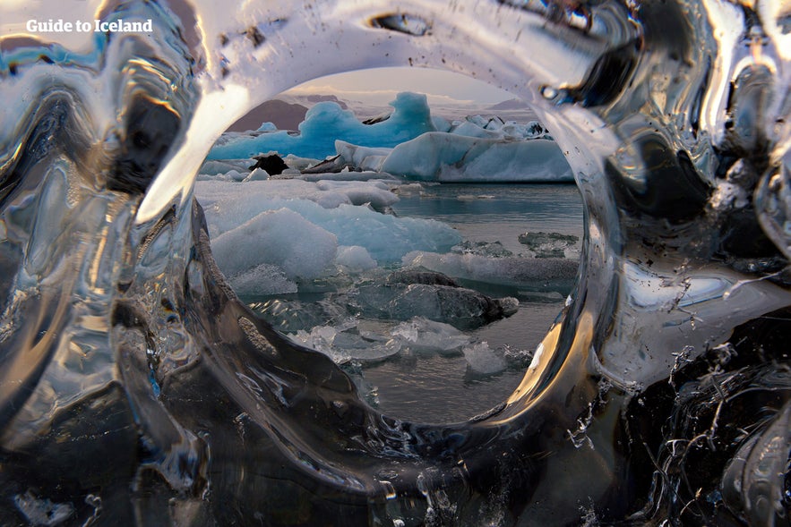 Ice at the Jokulsarlon glacier lagoon in Iceland