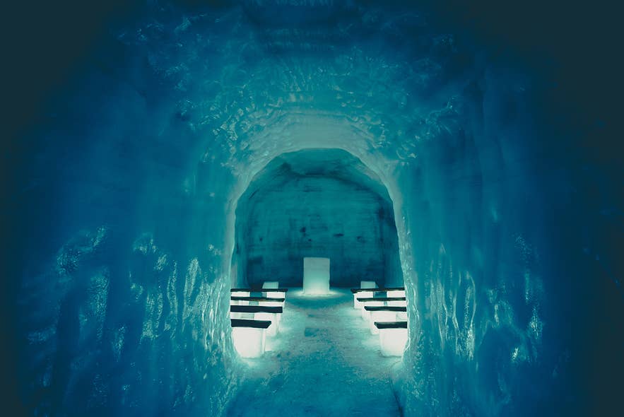 Langjokull ice tunnel in West Iceland