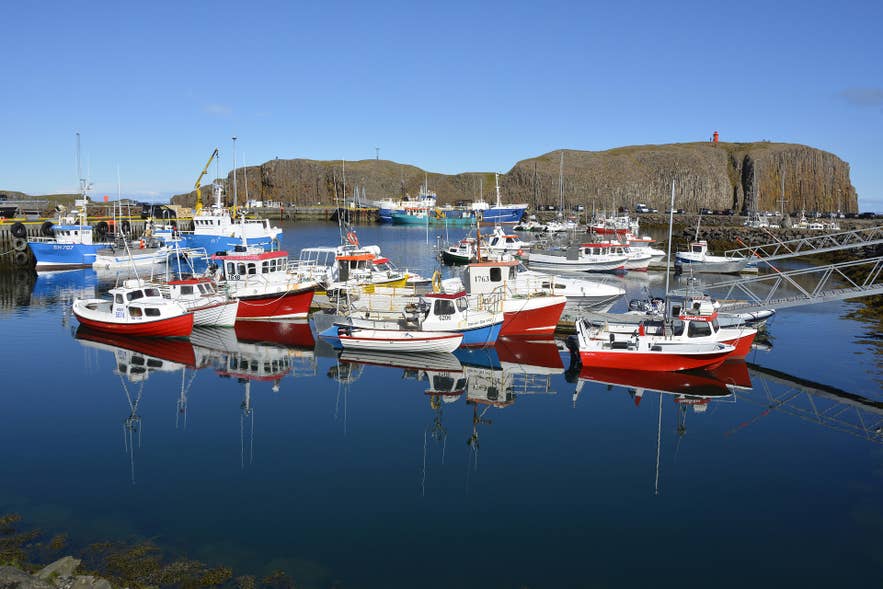 The harbor of Stykkisholmur on the Snaefellsnes peninsula in Iceland