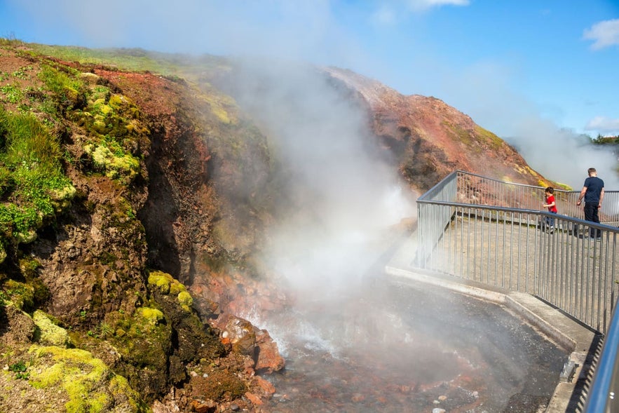 Deildartunguhver hot springs, located in Reykholtsdalur in West Iceland