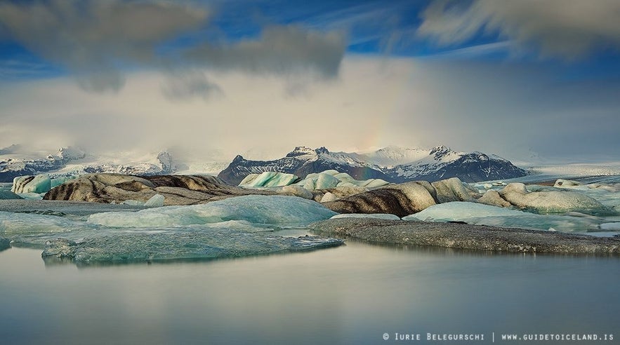 La laguna glaciale Jokulsarlon da Vatnajokull, vicino a Skaftafell