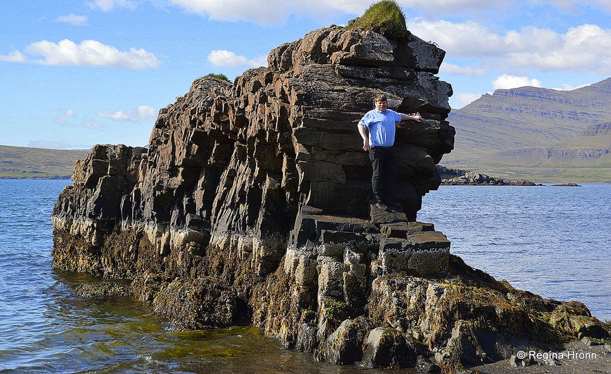 The amazing turquoise Blábjörg Cliffs in Berufjörður in East Iceland