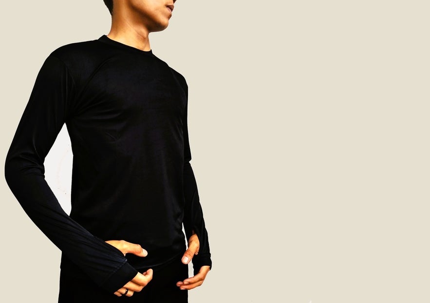 Base layer shirt for cold weather, showing what to wear in Iceland for warmth and layering during outdoor travel.