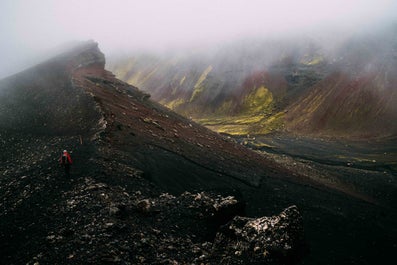 The black sand peaks in Iceland are often comprised of volcanic rocks.