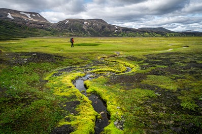 Hiking through beautiful grassy meadows is a nice change from the volcanic rocks of previous days.