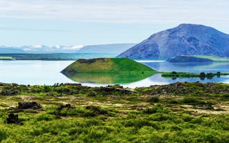 Træd ind i en verden af oldgammel natur ved Skutustadagigar-kratrene i Islands Myvatn-område.
