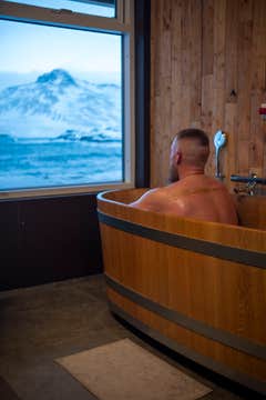 Relaxing Beer Bath Spa Experience at Blabjorg Resort in East Iceland
